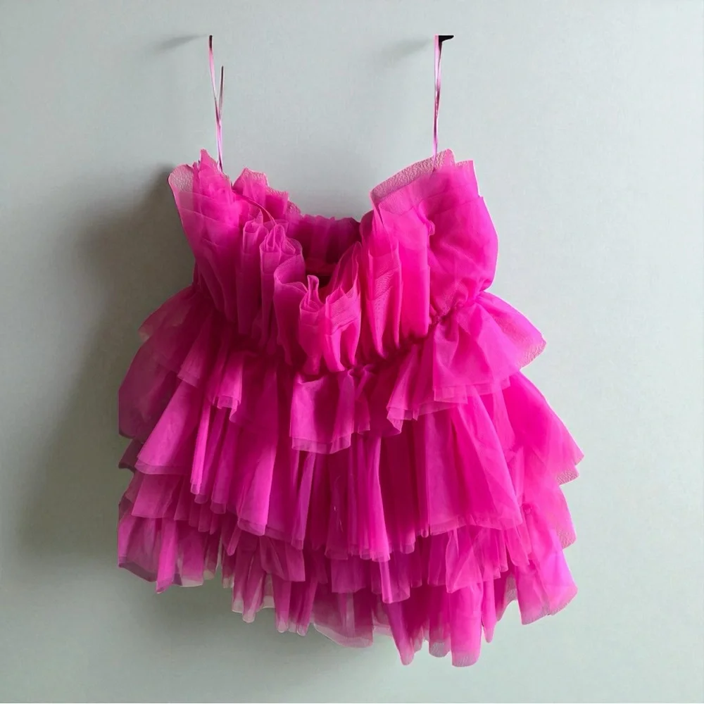 Altar’d State Daria Hot Pink Tulle Dress Size XL NWT - Picture 4 of 11